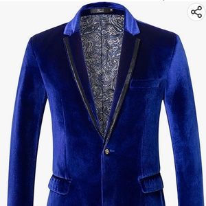 THWEI Mens Velvet Blazer Slim Fit Solid Blazer Sport Coat Size XLarge